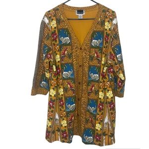 Maggie Barnes Animal Print Cardigan/ Shirt Button Up/ Down Wearable Art Sz 1X